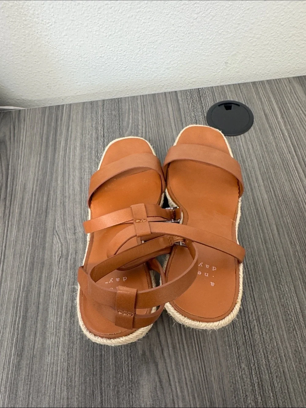 A New day Brown Wedge Espadrille Sandals - Women size 8.5